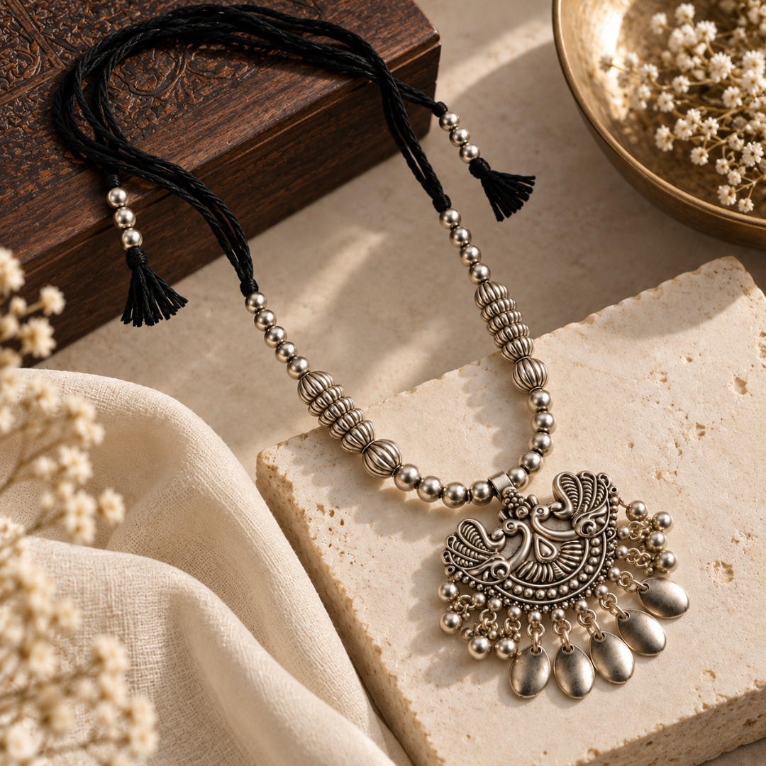 Morpankh Sikka Oxidised Pendant Necklace - image 3