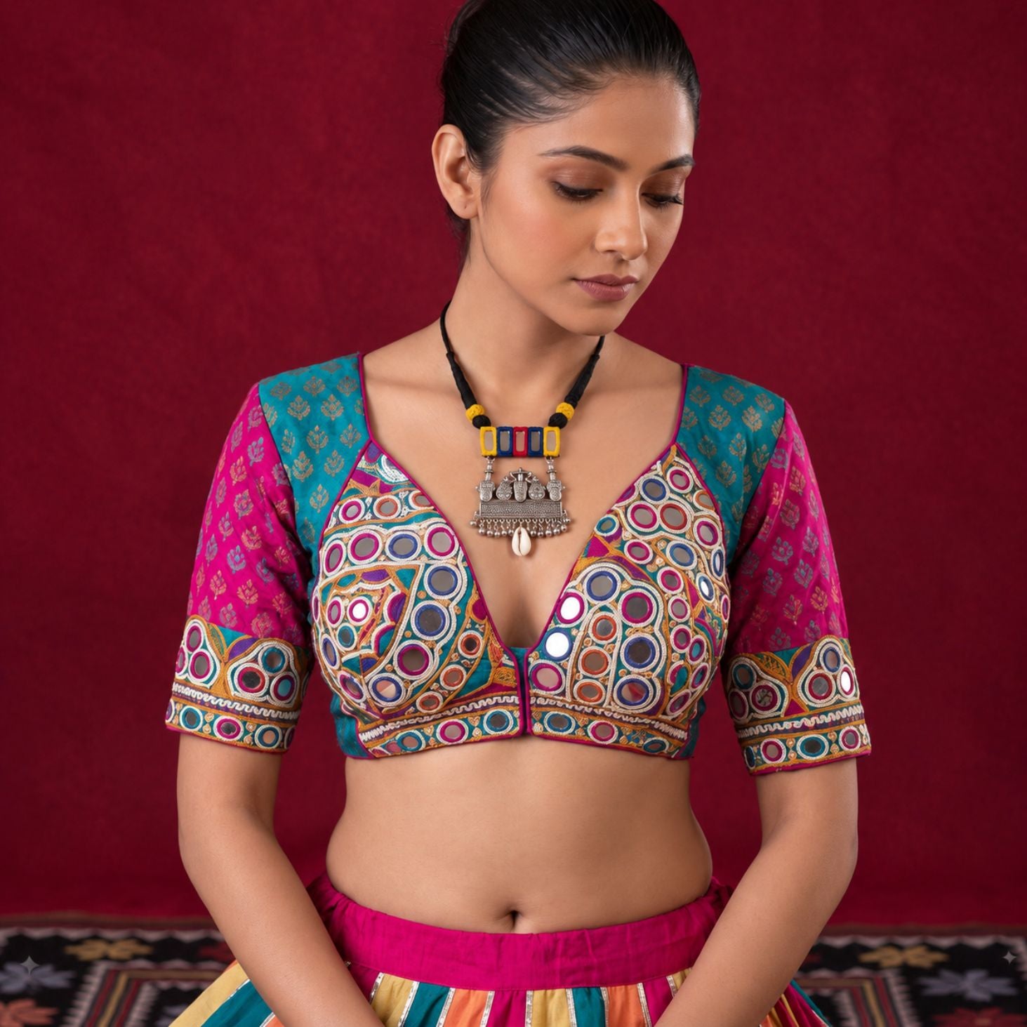 Navrang Abhla Mandir Oxidised Necklace - image 1