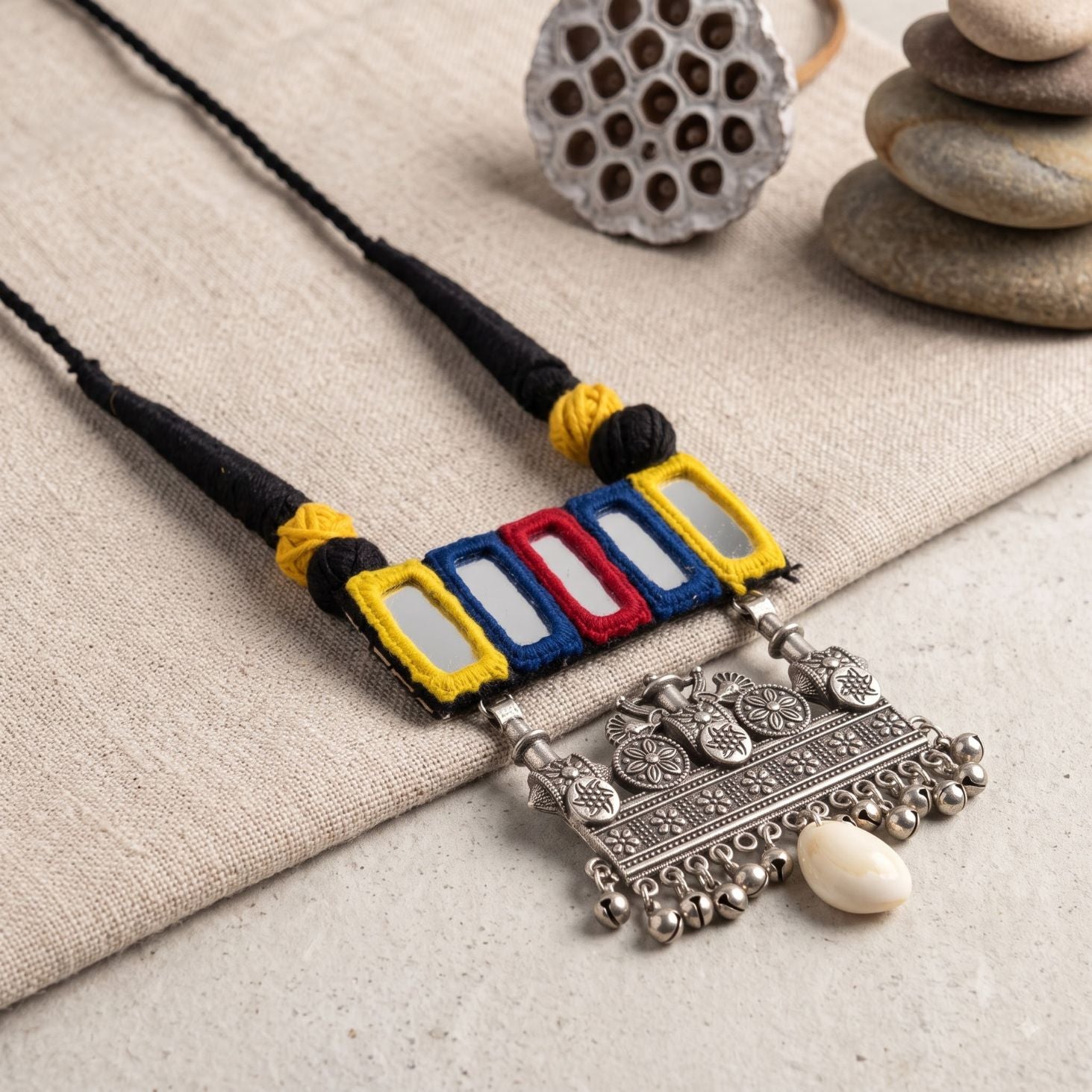Navrang Abhla Mandir Oxidised Necklace - image 5