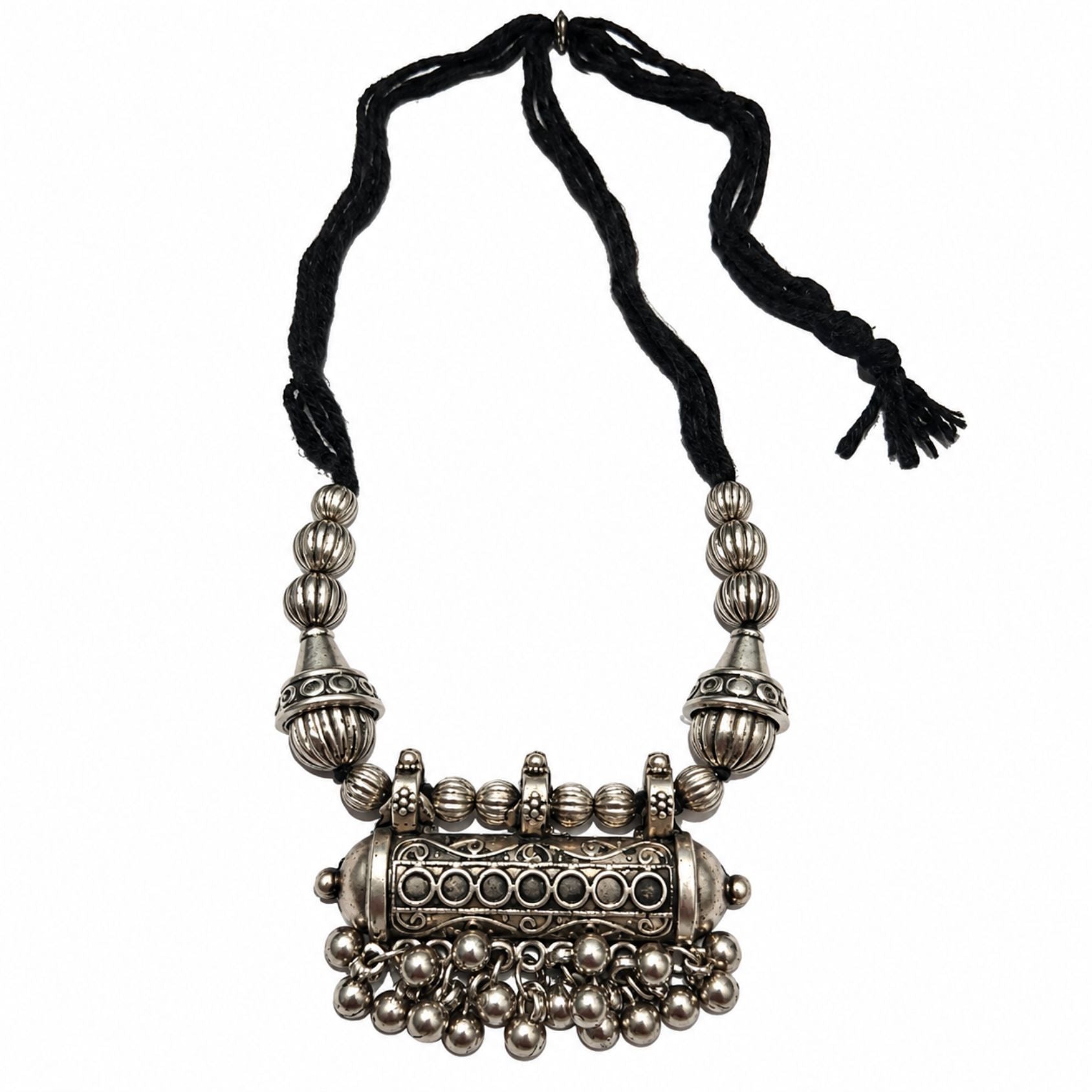 Phool Dholki Ghughri Black Dori Necklace - image 2