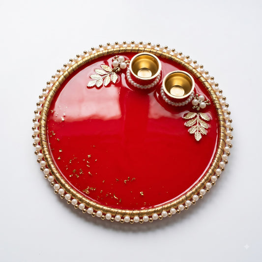 Red Crimson Pearl Resin Thali