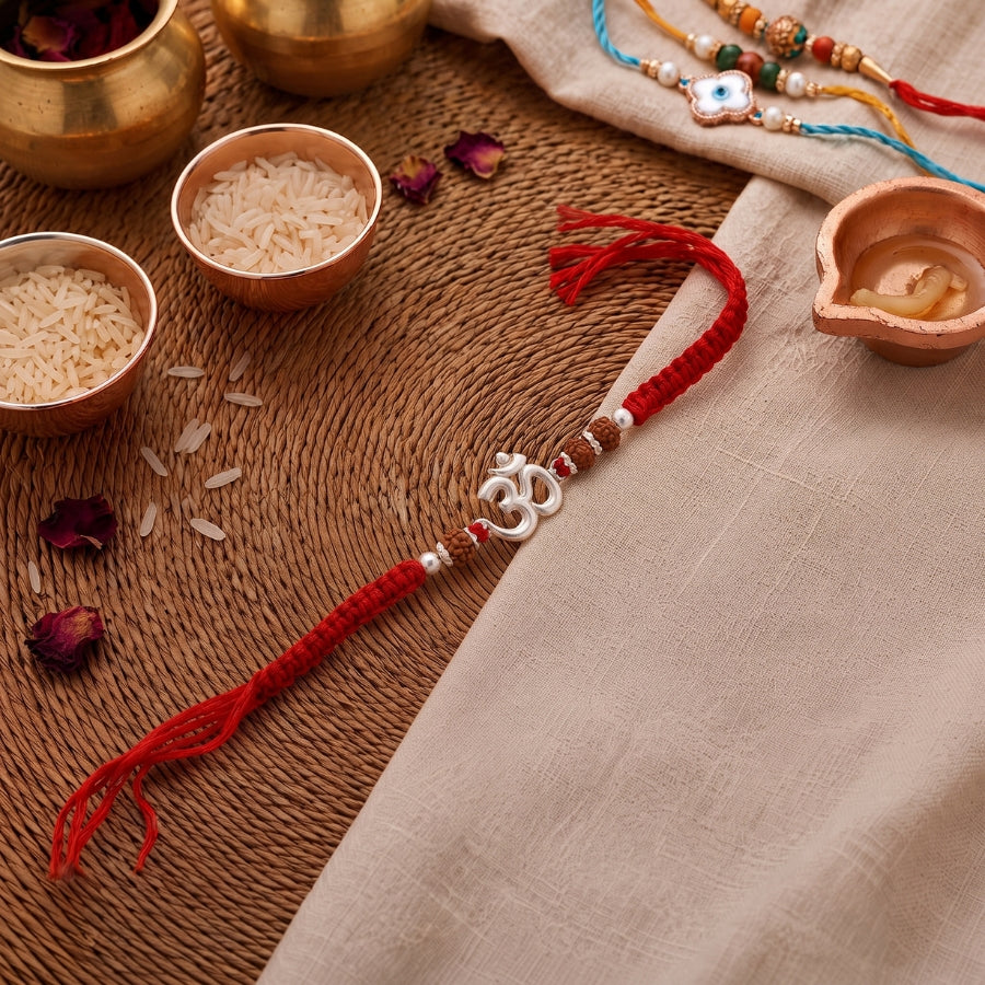 925 Silver Om Rudraksha Rakhi