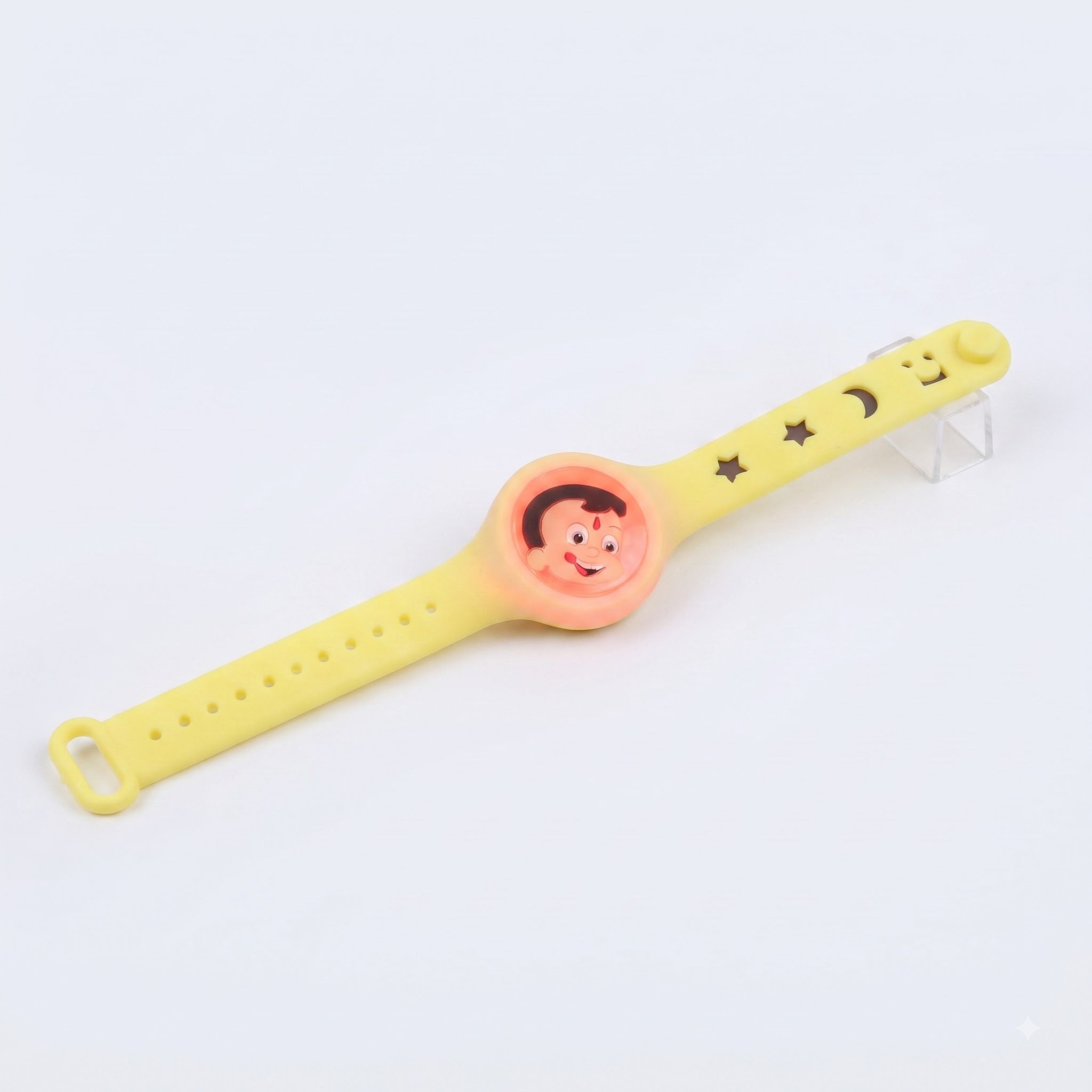 Chhota Bheem Round LED Kids Rakhi Yellow