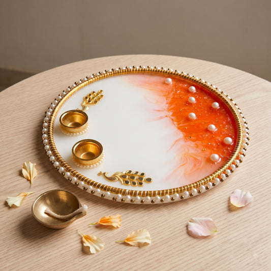 Sunset Resin Pooja Thali