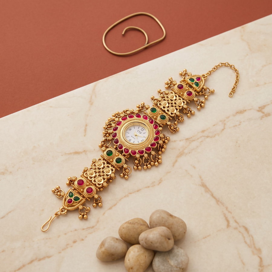 Rani Ratna Antique Gold Festive Watch - image 2