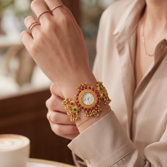 Rani Ratna Antique Gold Festive Watch - image 4