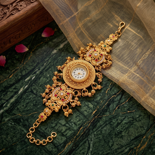 Rajwadi Phool Ghughri Antique Gold Watch - image 1