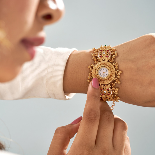 Rajwadi Phool Ghughri Antique Gold Watch - image 3
