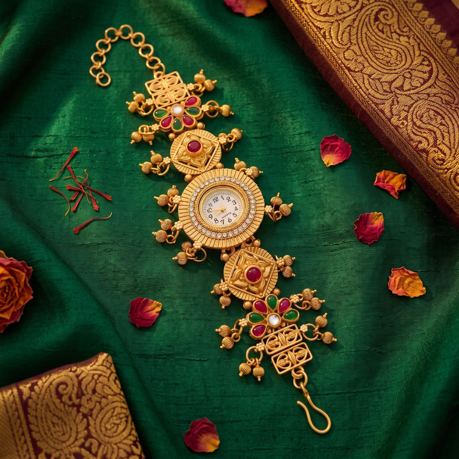 Navrang Phool Ghughri Antique Gold Watch - image 2