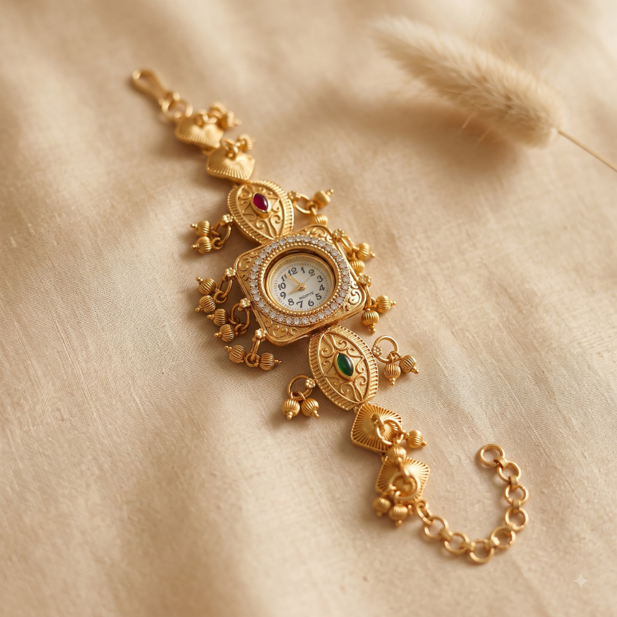 Ratna Paan Ghughri Antique Gold Watch - image 2