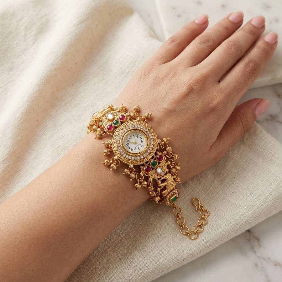 Gajraaj Navrang Ghughri Antique Gold Watch - image 3