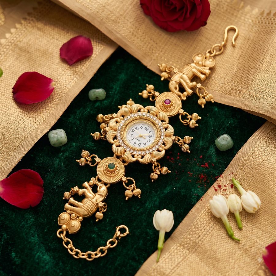 Gajraaj Phool Mandal Antique Gold Watch - image 1
