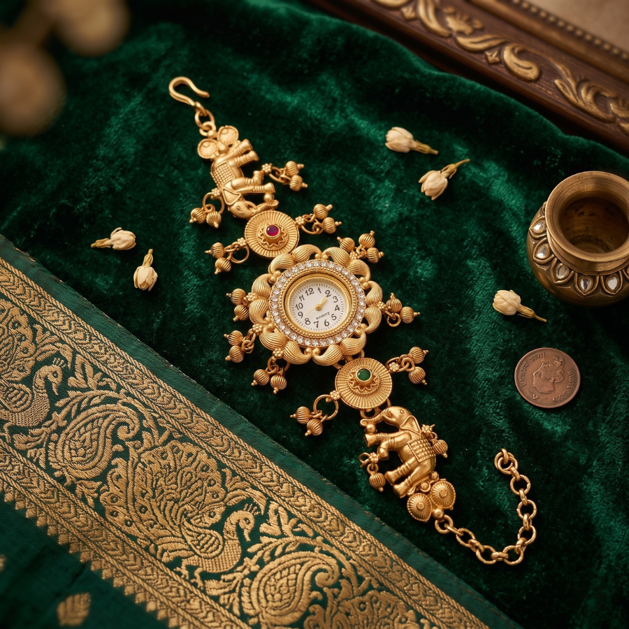 Gajraaj Phool Mandal Antique Gold Watch - image 2