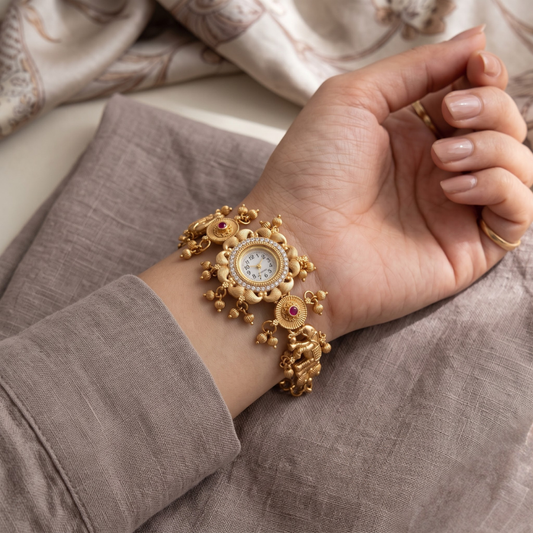 Gajraaj Phool Mandal Antique Gold Watch - image 3