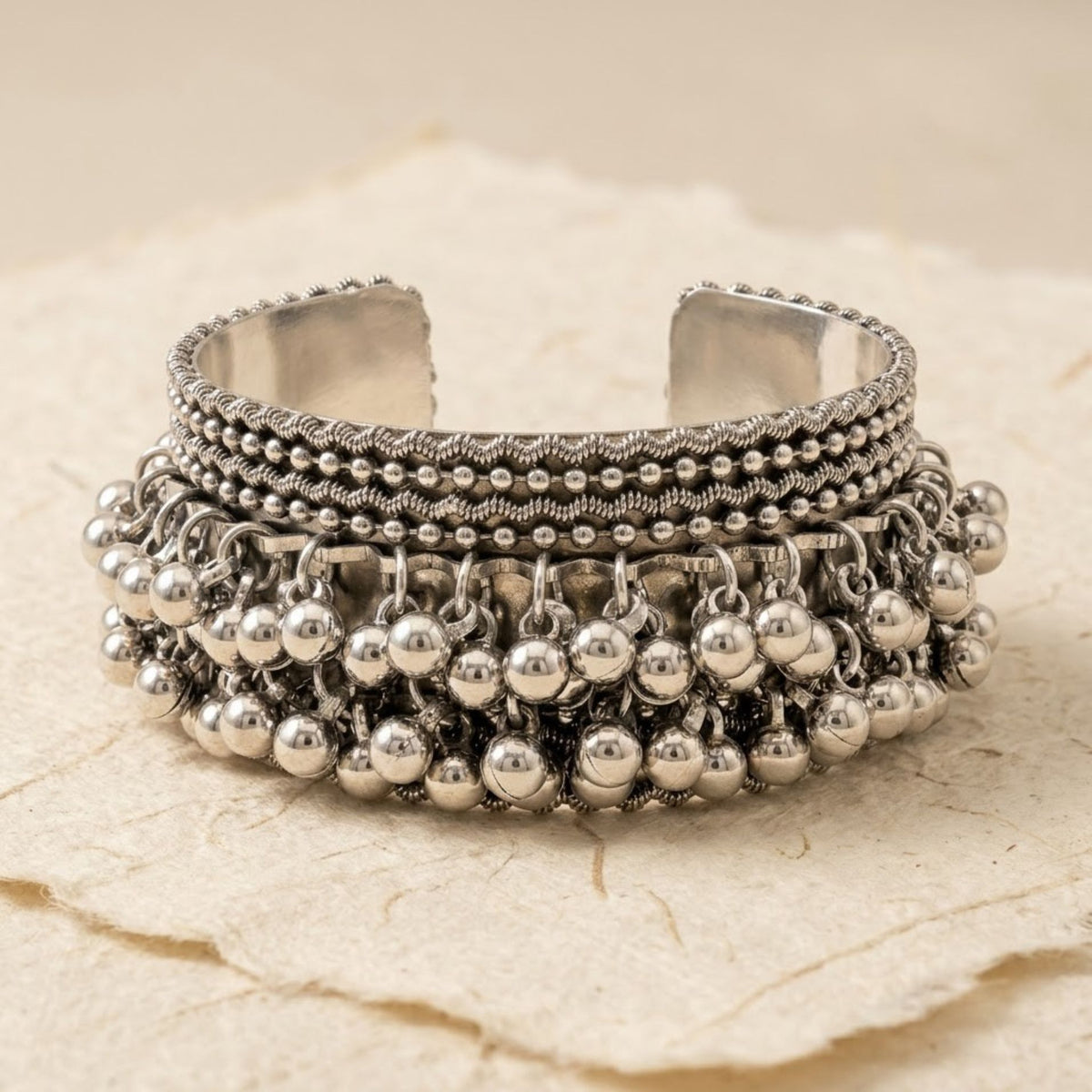 Jhanjhar Ghughri Oxidised Statement Kada - image 1